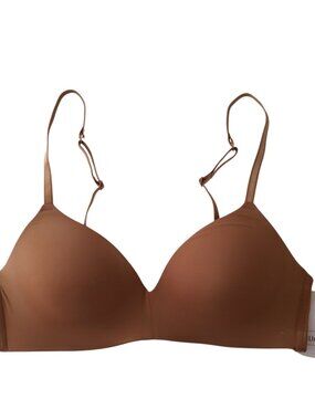 Auden Lightly Lined Wirefree Bra Brown 32B Adjustable Straps Molded Cup